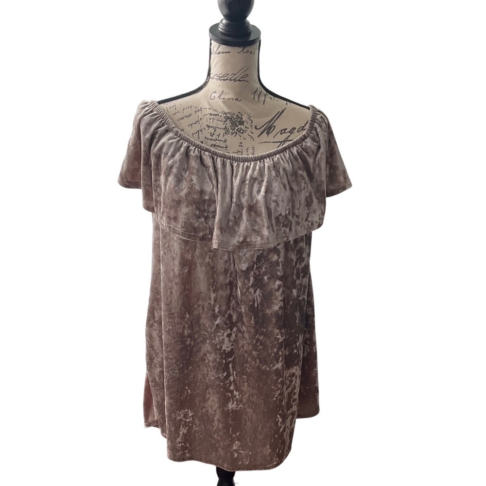 Pants Store Off‎ The Shoulder Velvet Ruffle Dress M